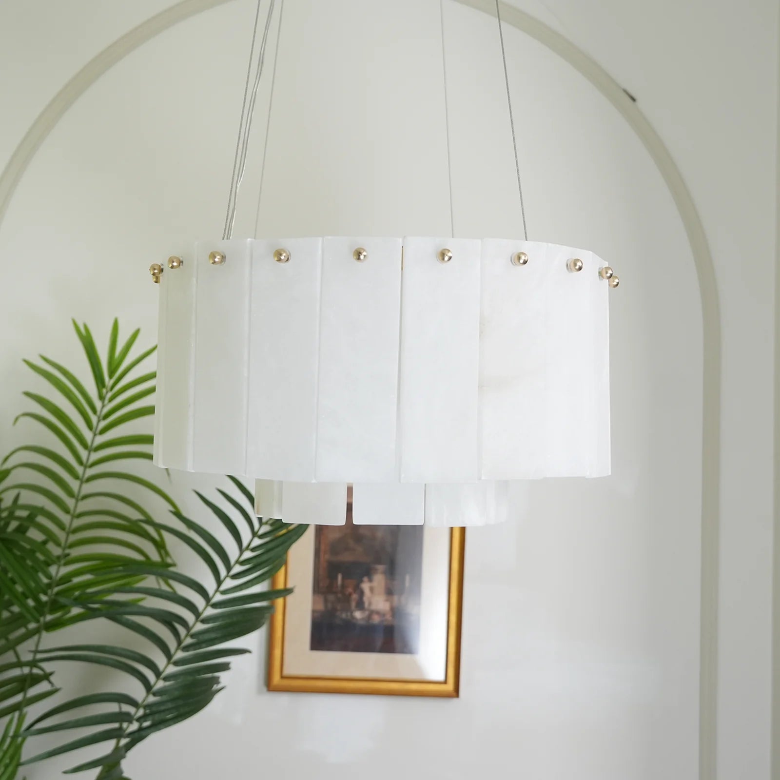 Rectangular Linear Alabaster Chandelier