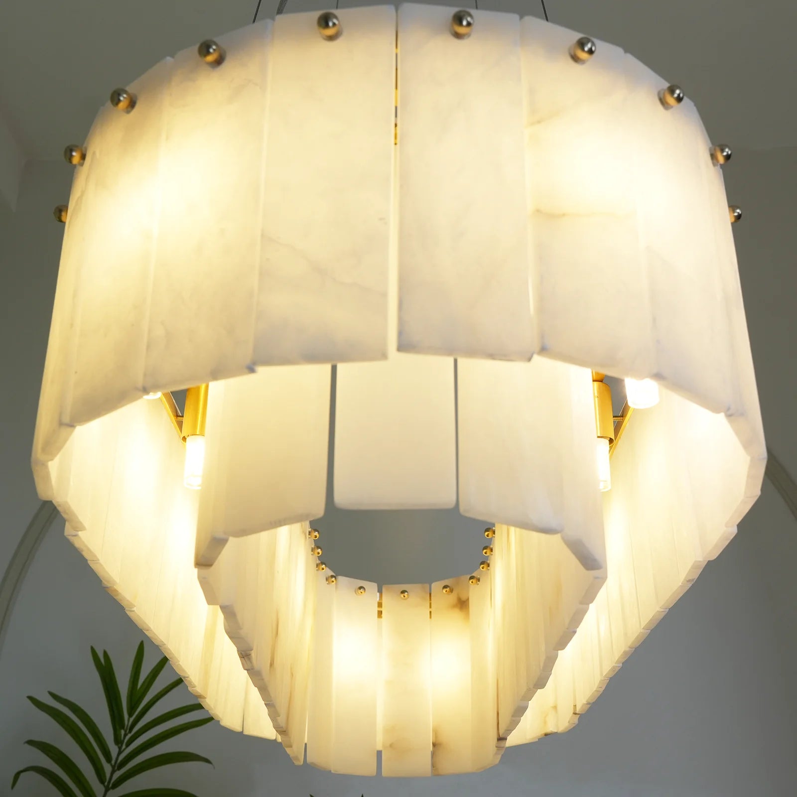 Rectangular Linear Alabaster Chandelier