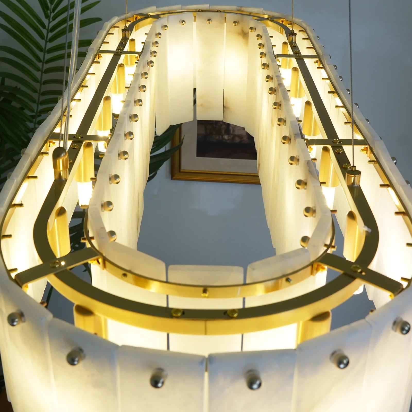 Rectangular Linear Alabaster Chandelier