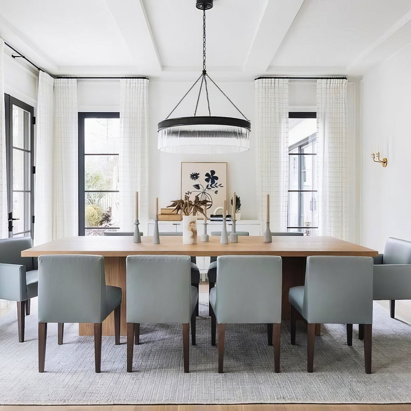 Ribbed Glass Ring Chandelier