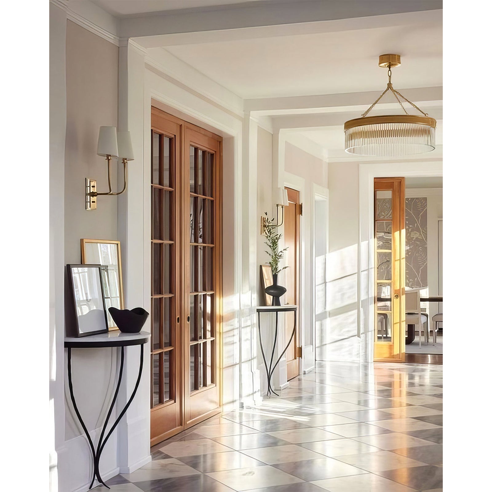 Ribbed Glass Ring Chandelier