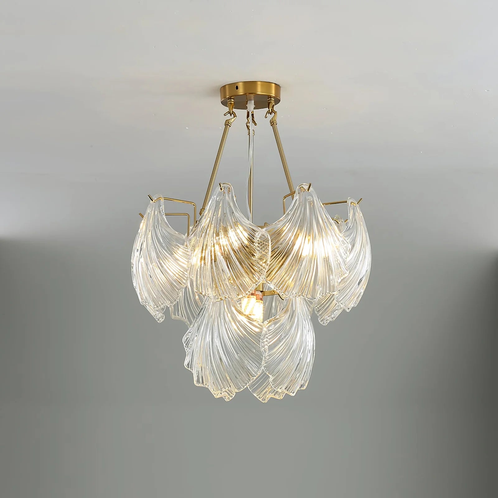 Ribbed Glass Shell Pendant Chandelier