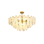 Round Cloud Glass Brass Chandelier