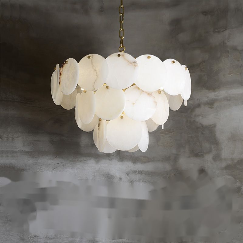 Grand Tiered Alabaster Round Chandelier