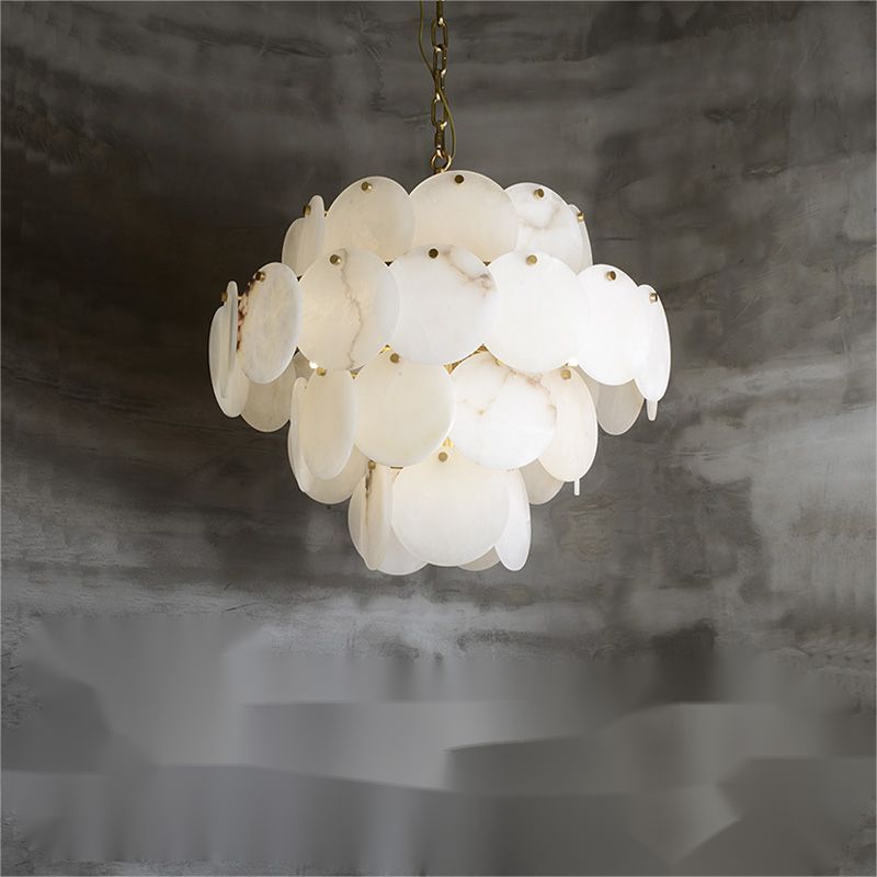 Grand Tiered Alabaster Round Chandelier