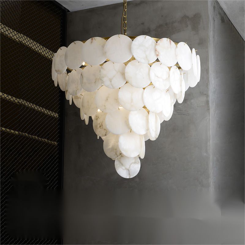 Grand Tiered Alabaster Round Chandelier