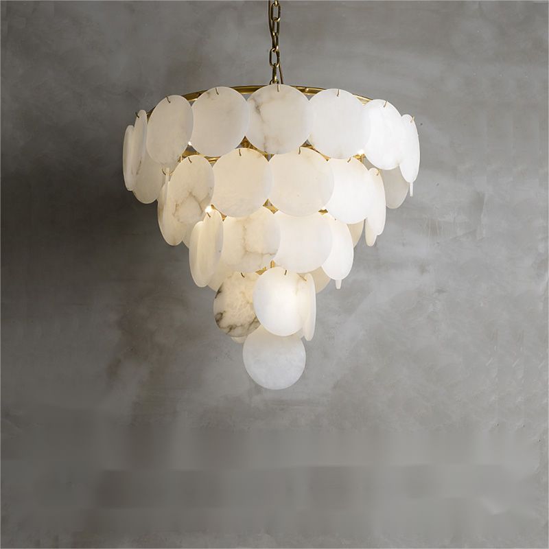 Grand Tiered Alabaster Round Chandelier