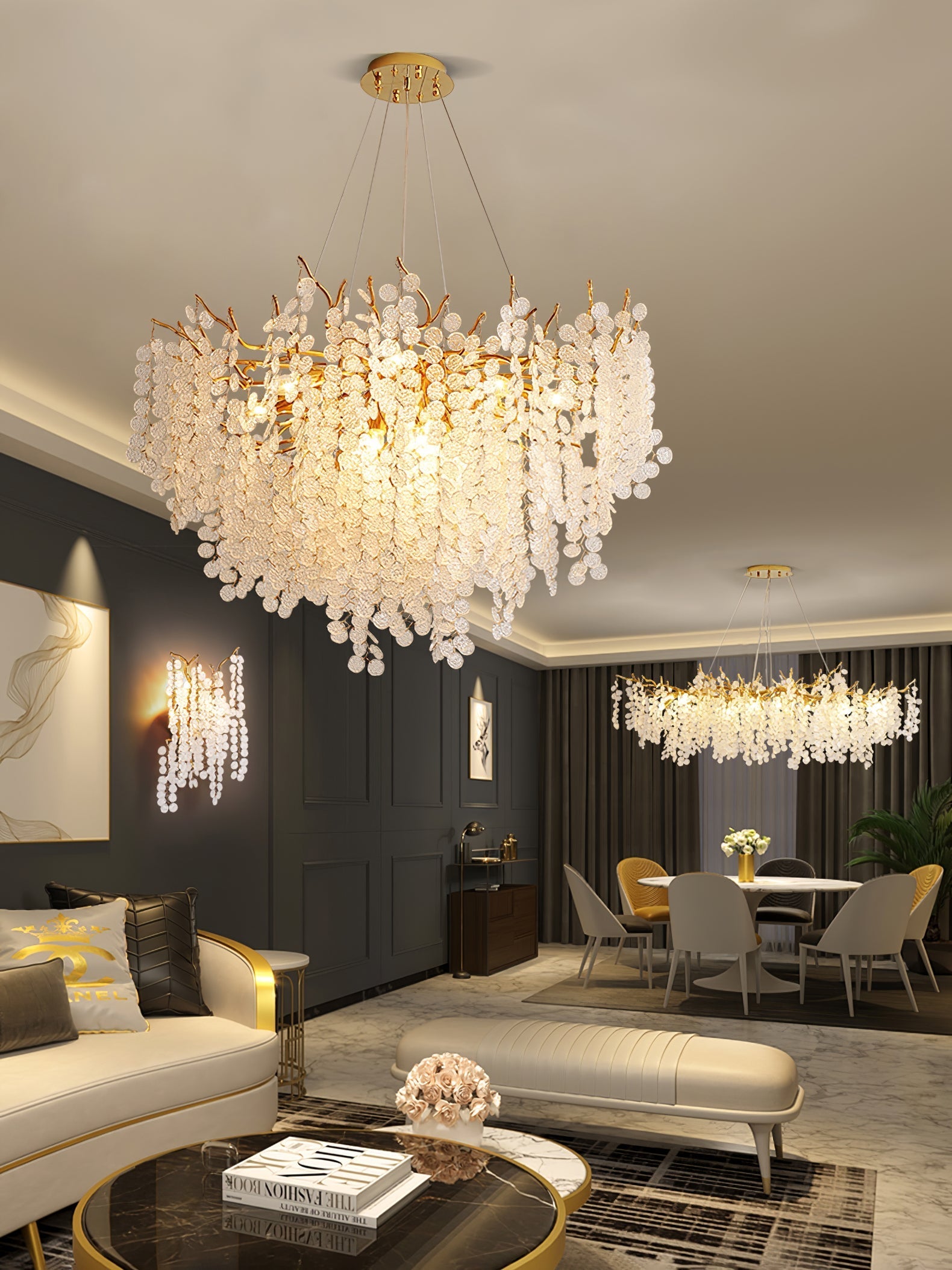 Shiro Noda Glass Coin Chandeliers