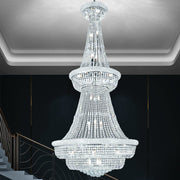 Silver/ Chrome Extra Large Crystal Chandelier Foyer Entryway Long Ceiling Lighting Fixture For Staircase