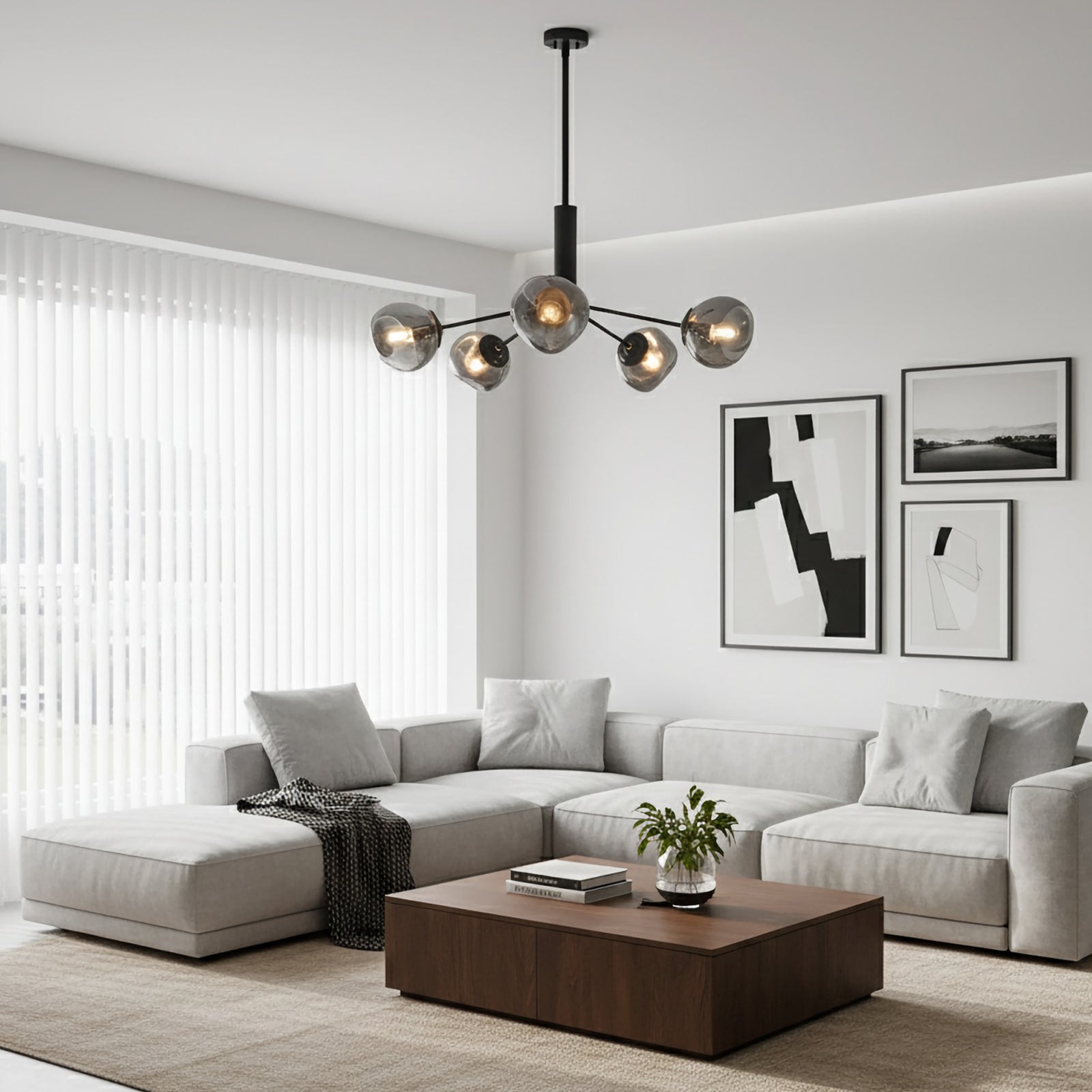 Smoked Glass Chandelier