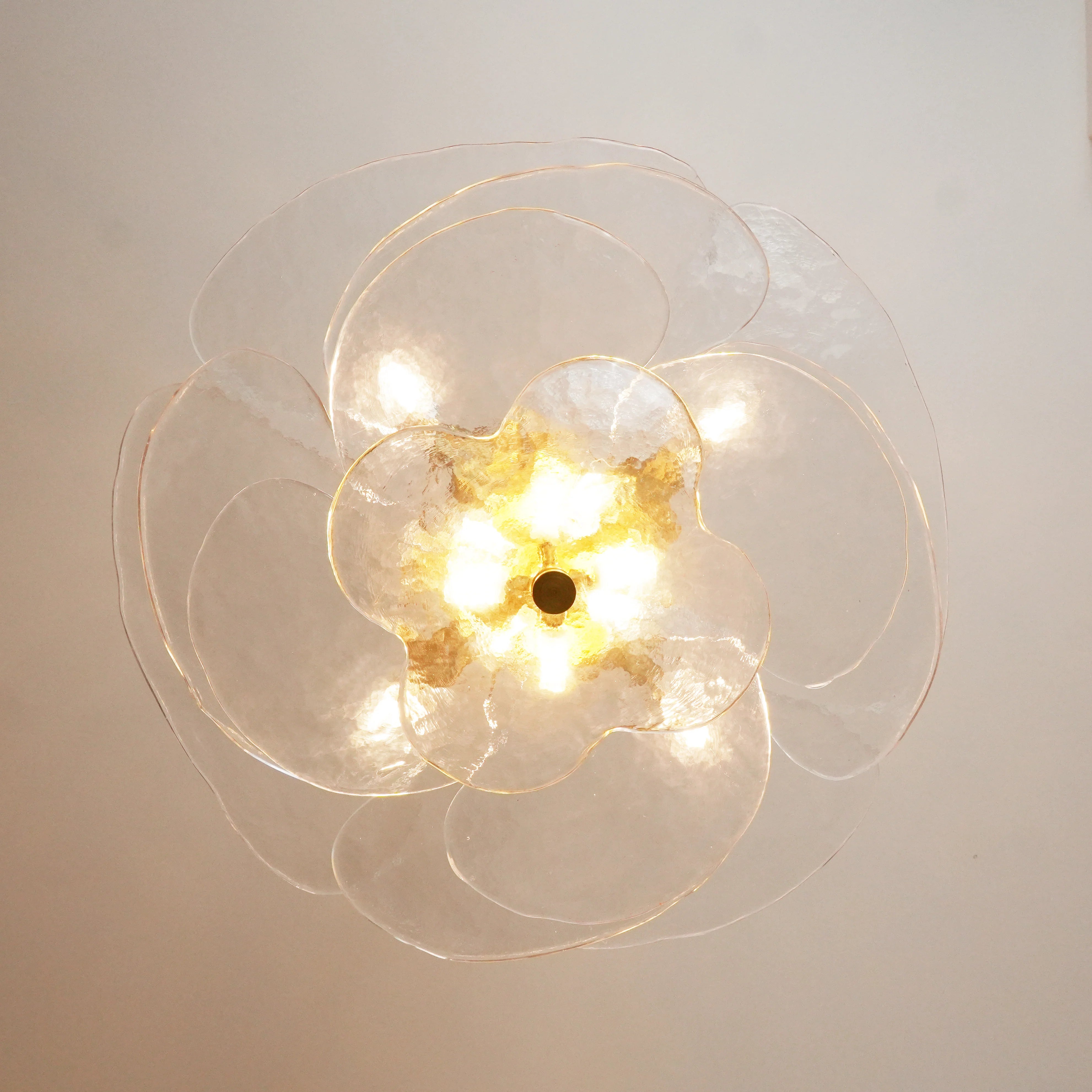Leaf-Shaped White Textured Glass Chandelier