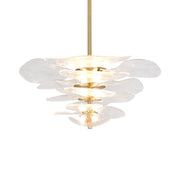 Leaf-Shaped White Textured Glass Chandelier