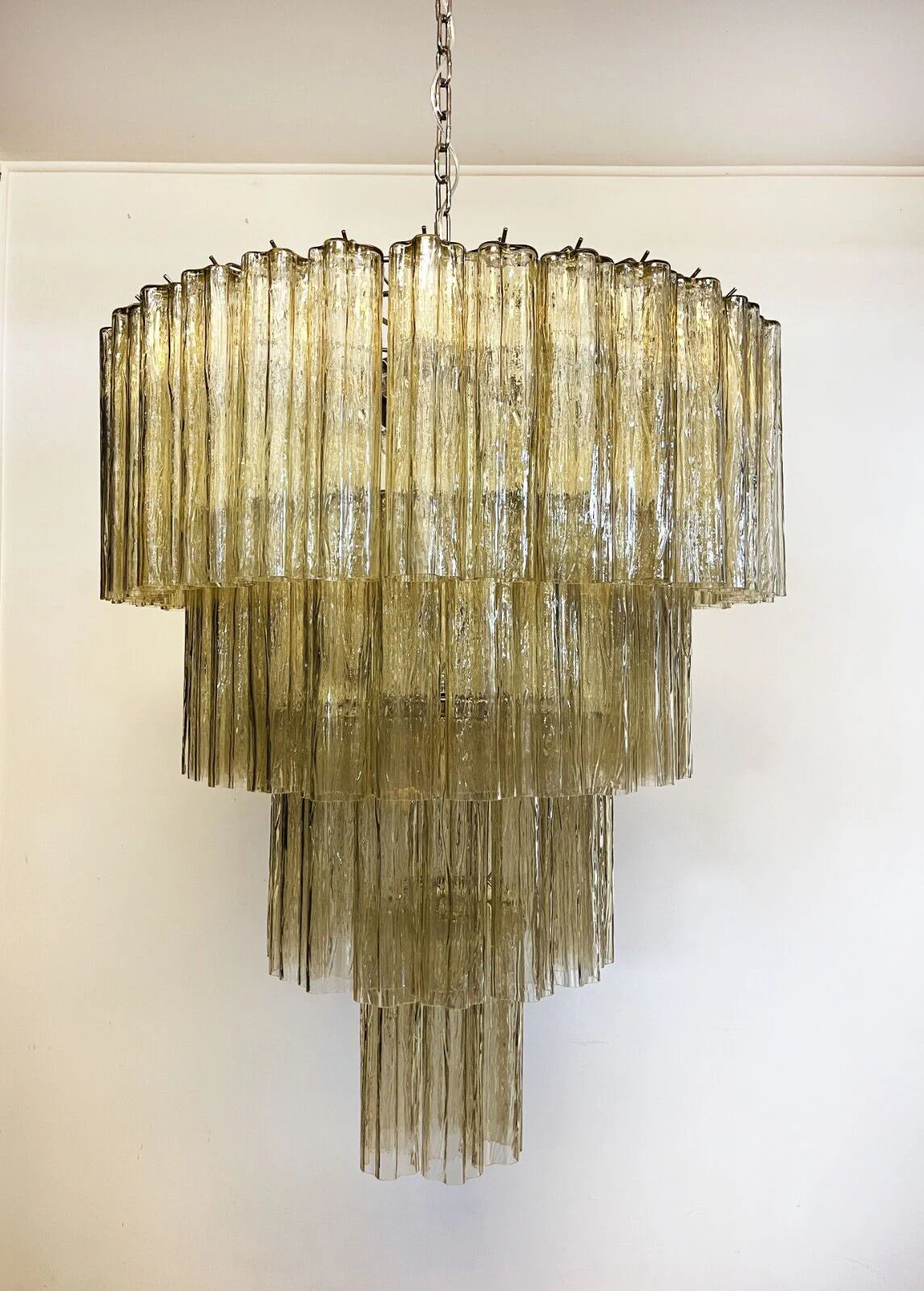 Star-Shaped Amber Glass Chandelier