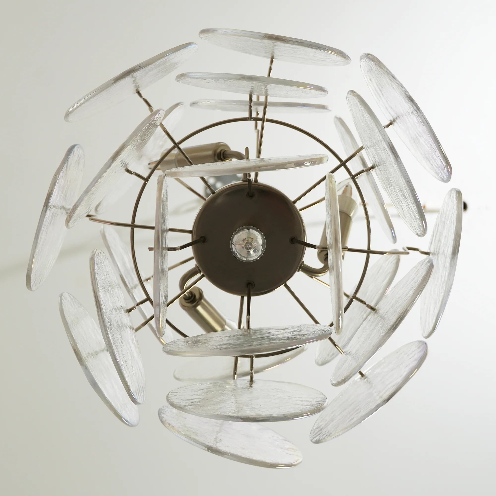 Vintage Murano Iridescent Glass Disks Chandelier