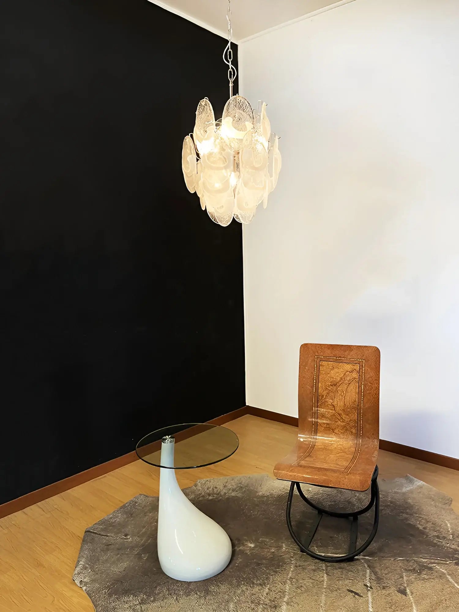 Vintage Murano Lattimo Glass White Chandelier