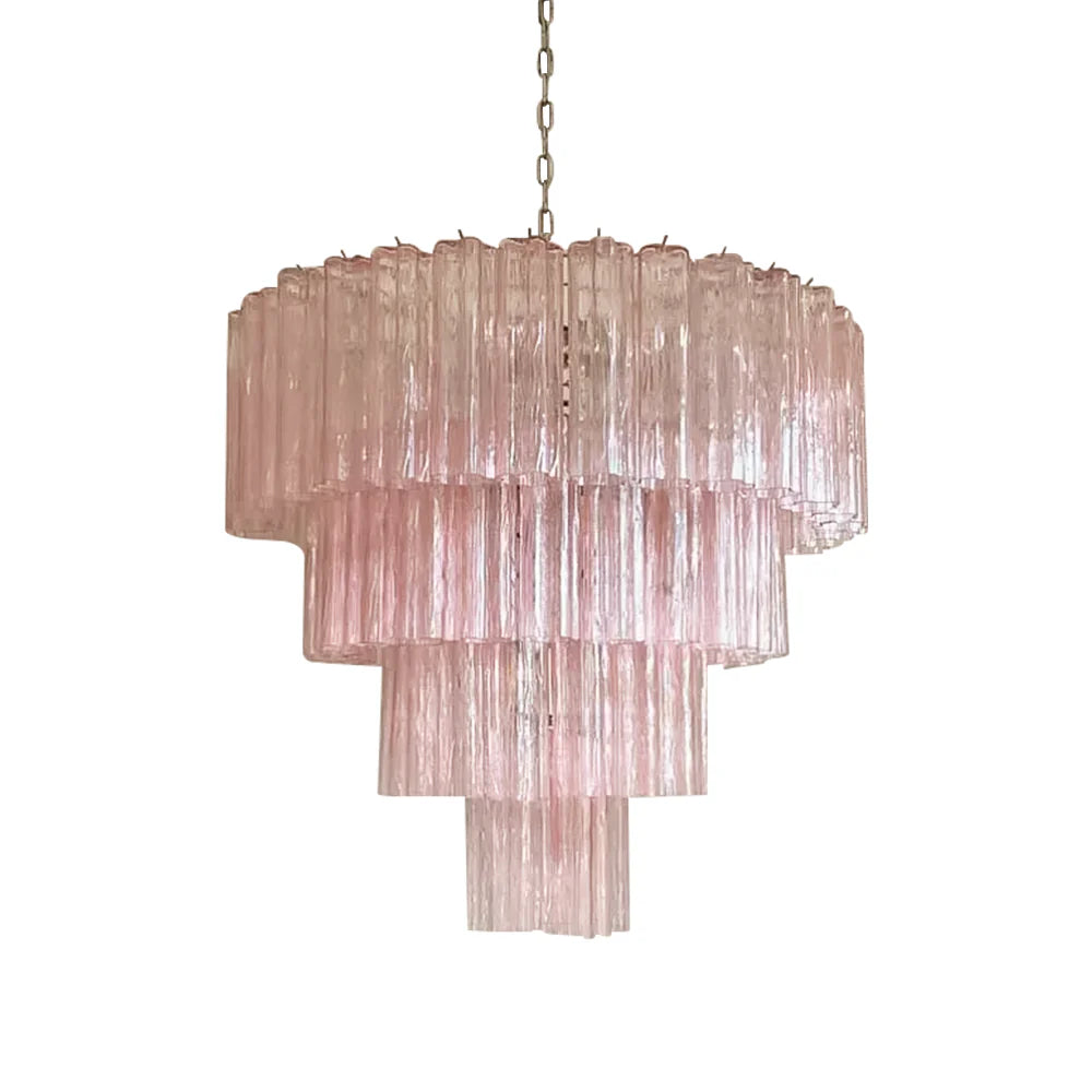 Pink Glass Tube Star Layered Chandelier