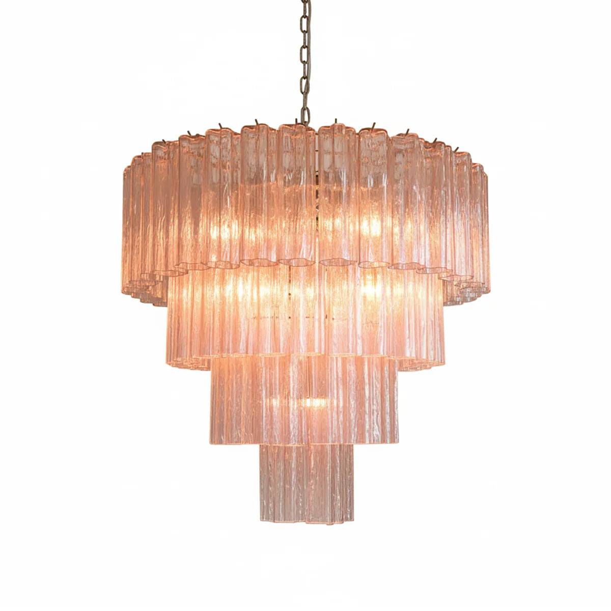 Pink Glass Tube Star Layered Chandelier