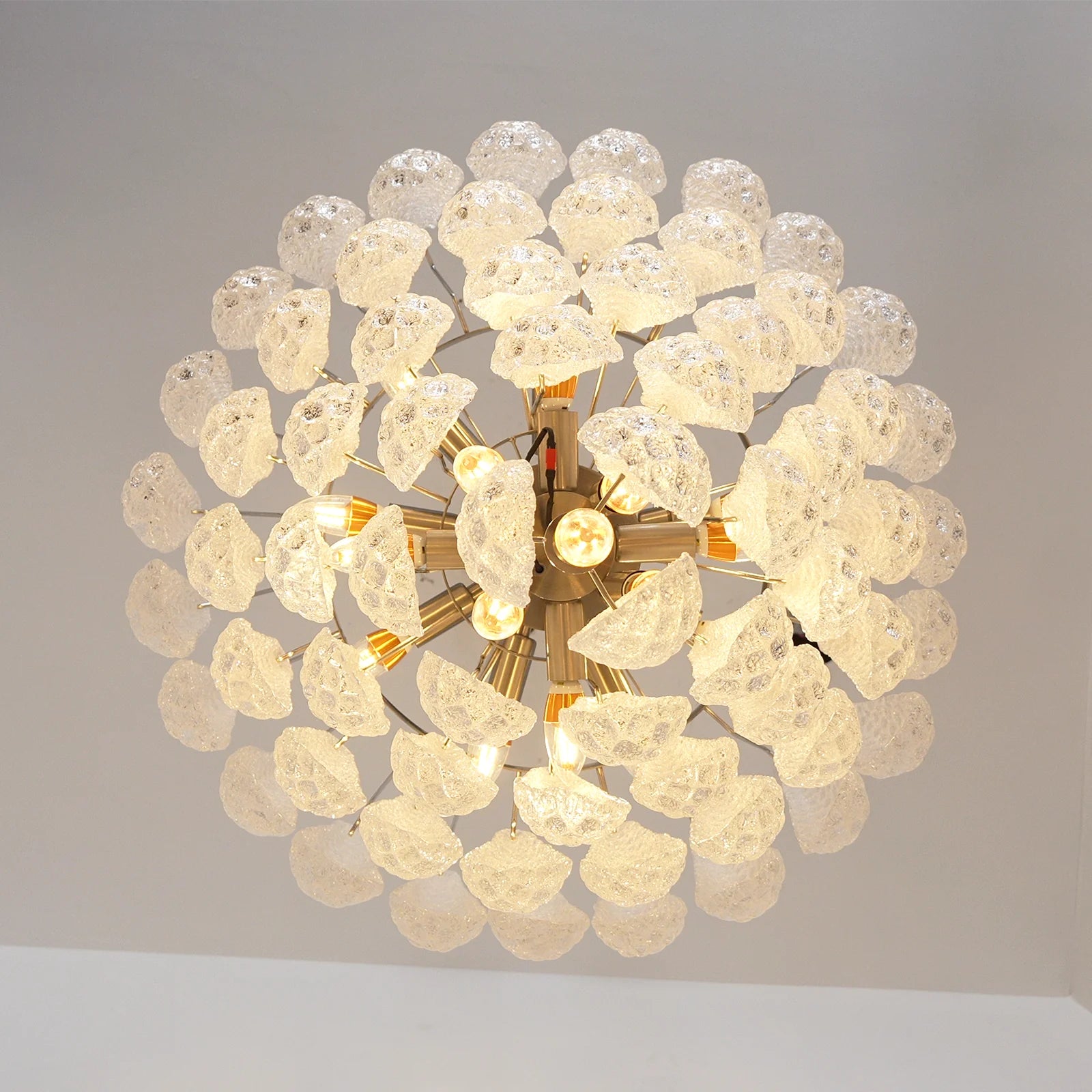 Vintage Transparent Murano Glass Petals Drop Chandelier