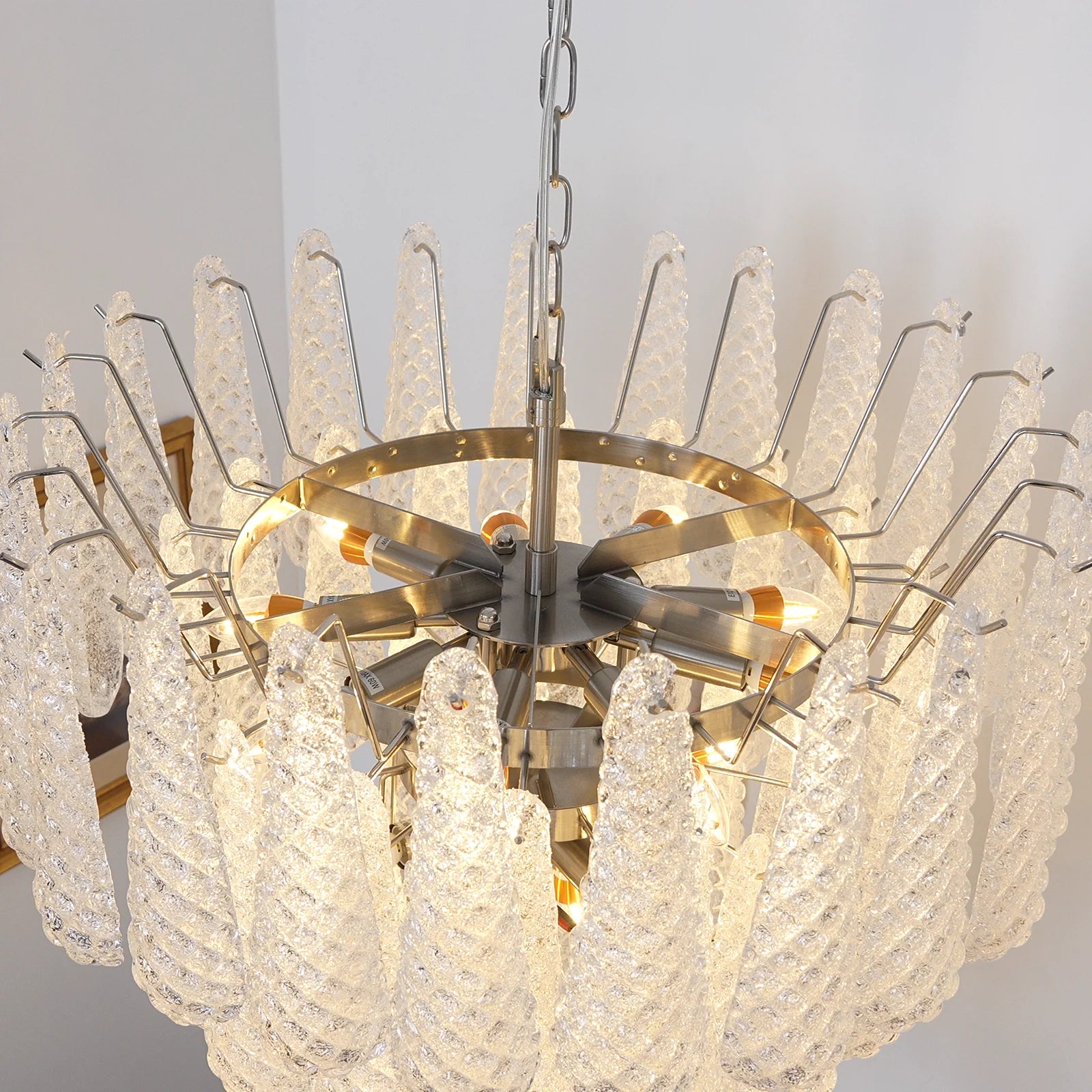 Vintage Transparent Murano Glass Petals Drop Chandelier