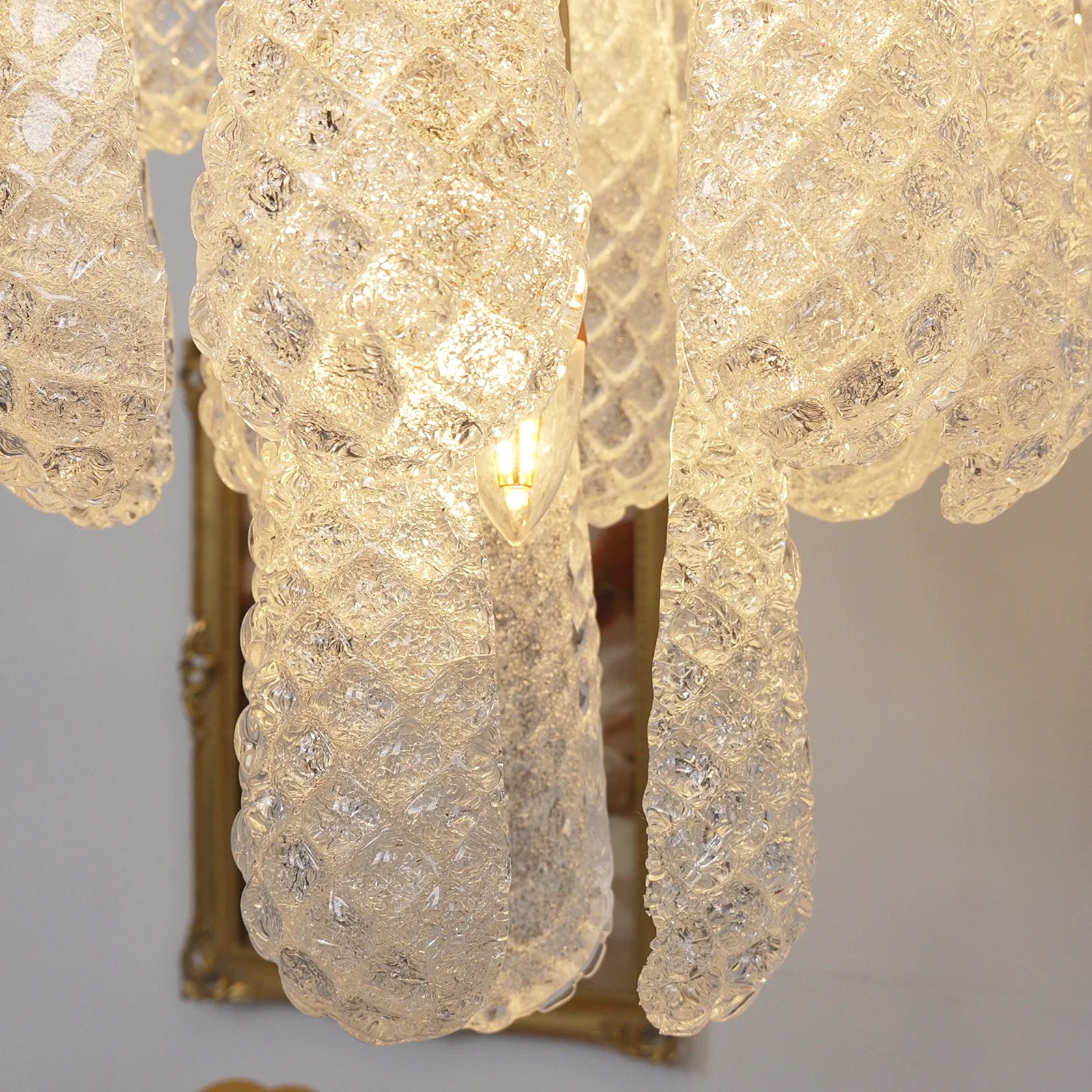 Vintage Transparent Murano Glass Petals Drop Chandelier