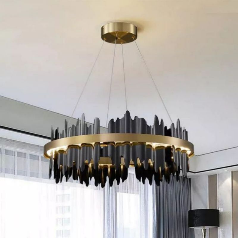 LA Wave Modern Sculpture Round Chandelier