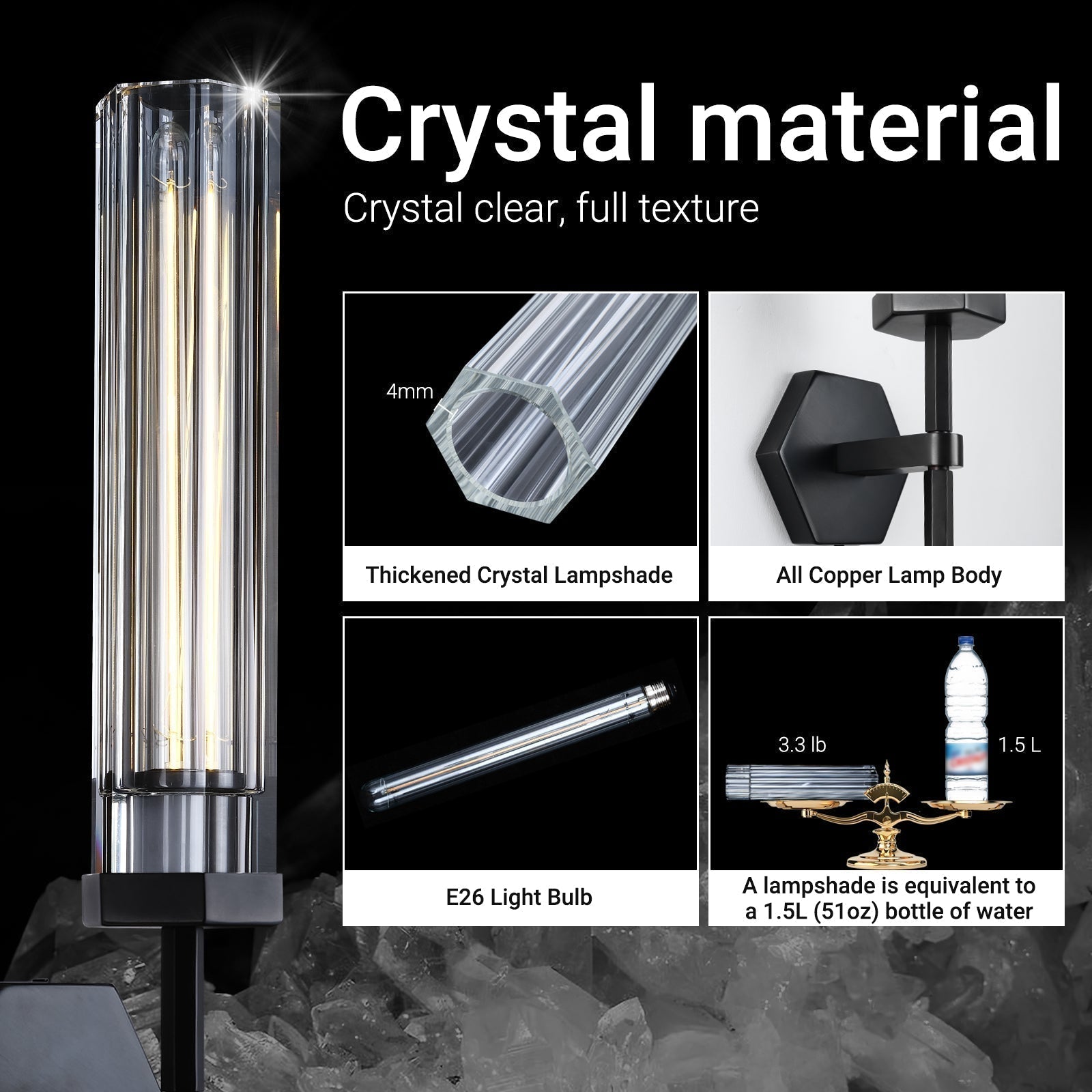 Adam Polygonal Crystal Series Wall Sconce - GILDLAMPS