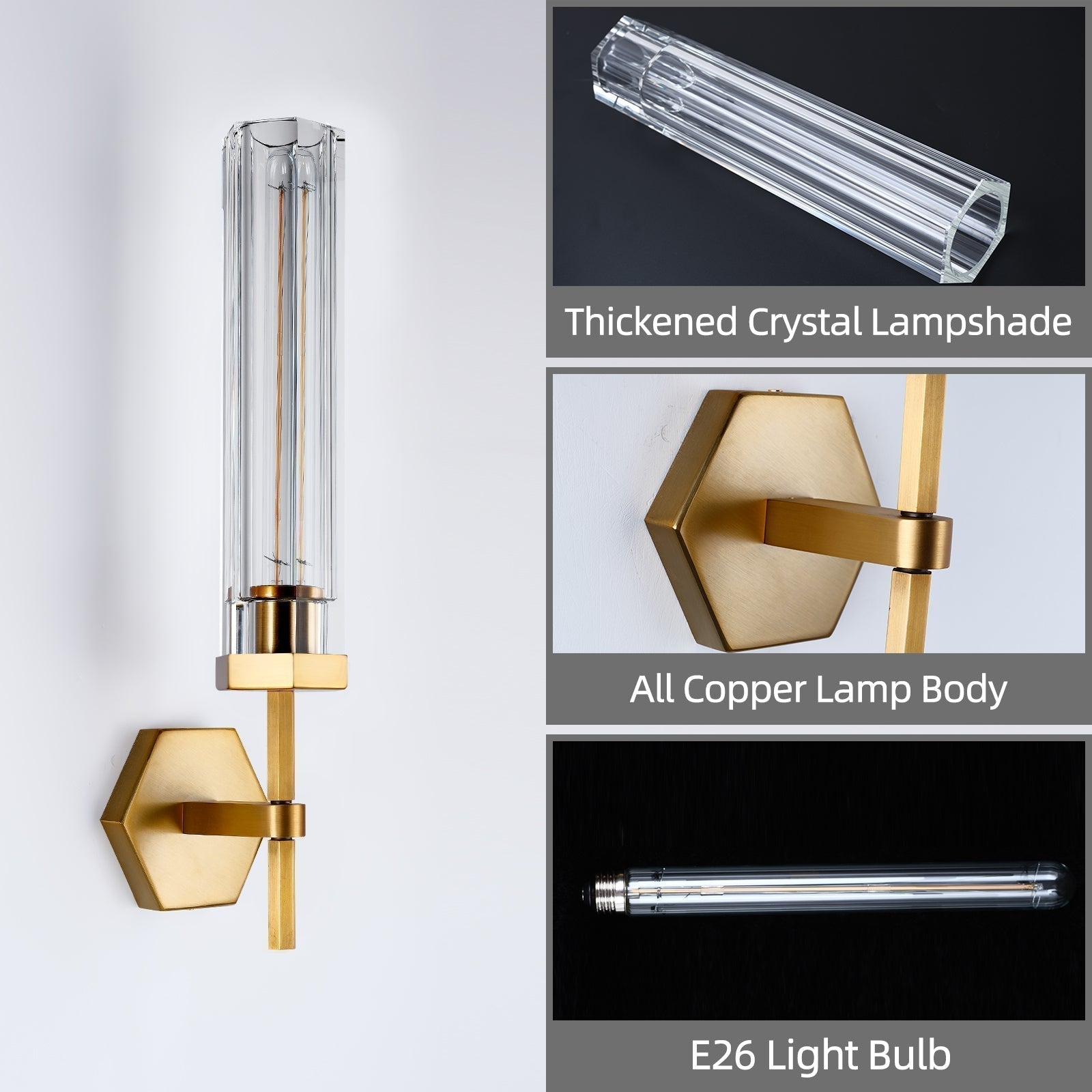 Adam Polygonal Crystal Series Wall Sconce - GILDLAMPS