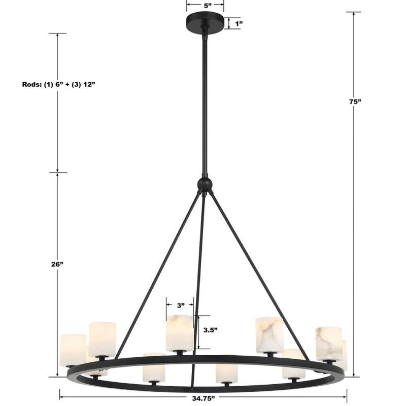 Agron 12 Light Alabaster Chandelier - GILDLAMPS
