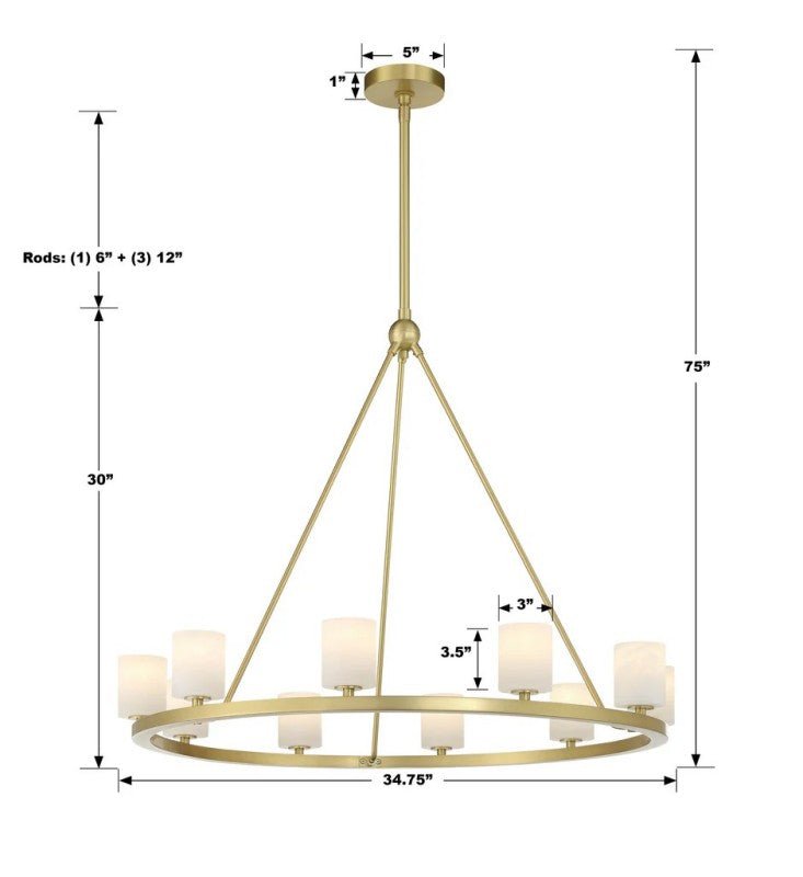 Agron 12 Light Alabaster Chandelier - GILDLAMPS