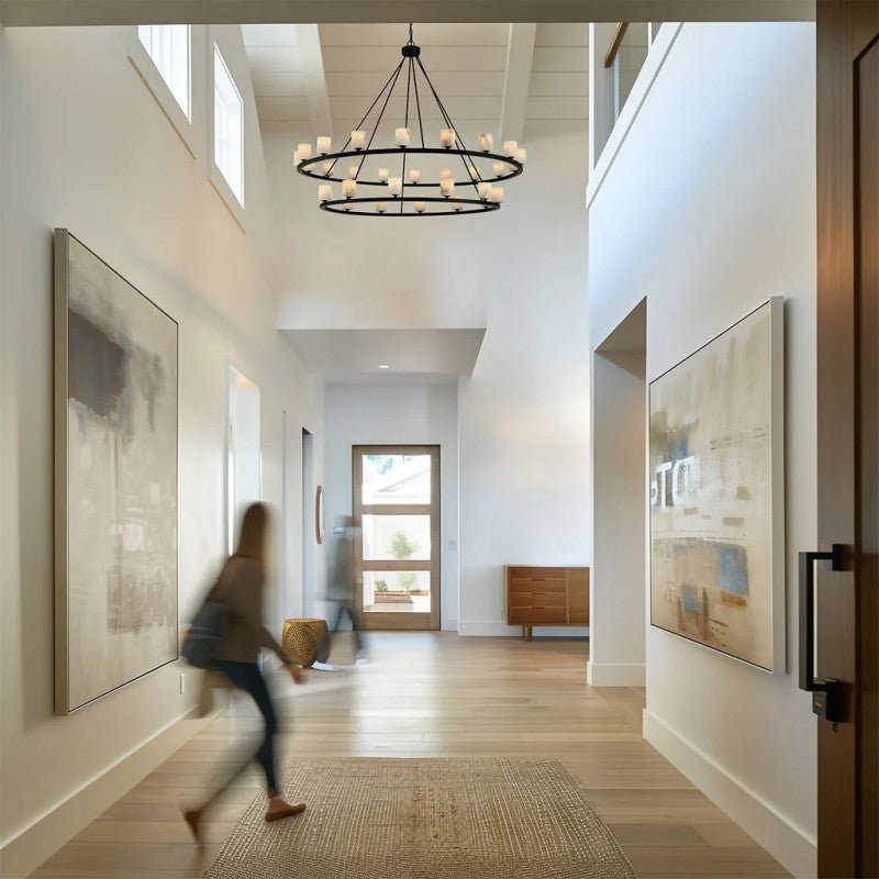 Agron 30 Light Alabaster Chandelier - GILDLAMPS