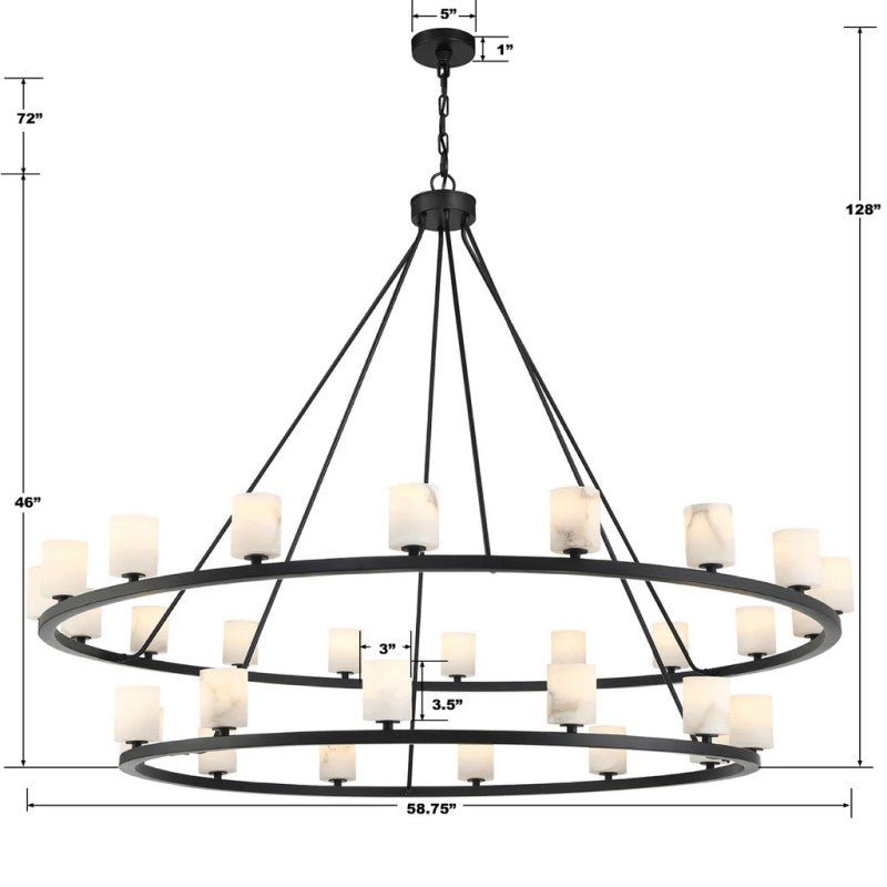Agron 30 Light Alabaster Chandelier - GILDLAMPS