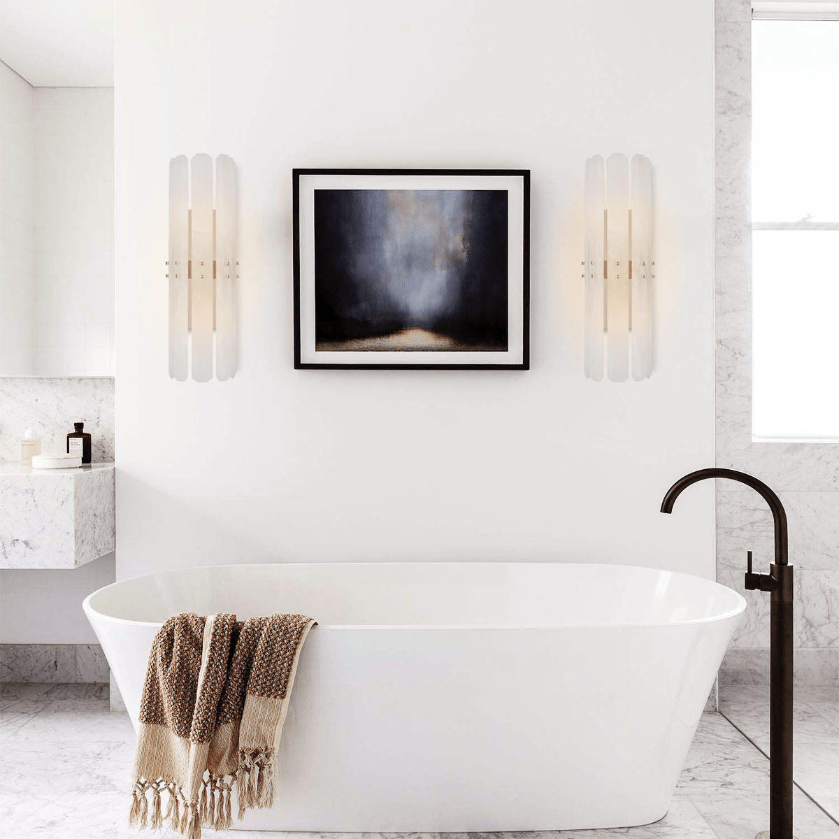 Alabaster Adrian Tall Sconce - GILDLAMPS