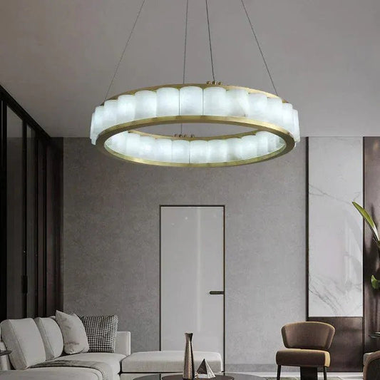 Alabaster Circle Round Pendant 23.6 inch, 30.7 inch, 40.2 inch - GILDLAMPS