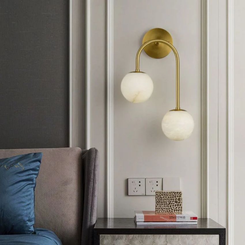 Alabaster Glo Modern Wall Sconce In Bedroom - GILDLAMPS