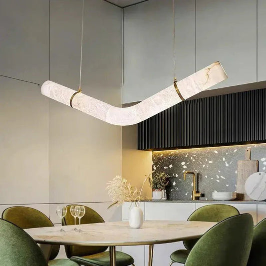 Alabaster Kitchen Round Tube Pendant Lighting - GILDLAMPS