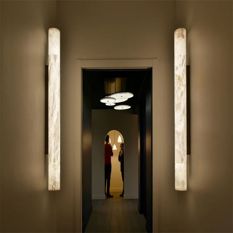 Alabaster Round Tube Wall Sconce - GILDLAMPS