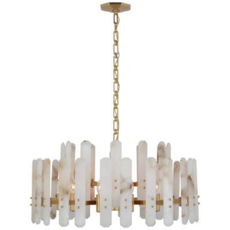 Alabaster Shield Large Pendant 18 Lights Chandelier - GILDLAMPS