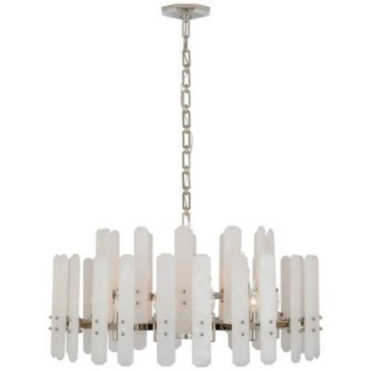 Alabaster Shield Large Pendant 18 Lights Chandelier - GILDLAMPS
