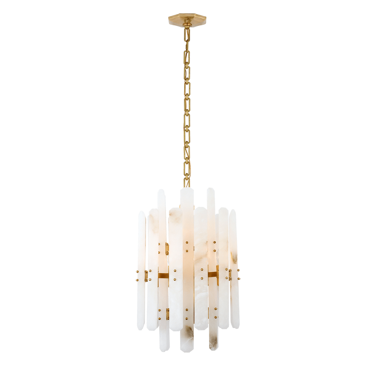 Alabaster Shield Long Pendant 12 Lights Chandelier - GILDLAMPS