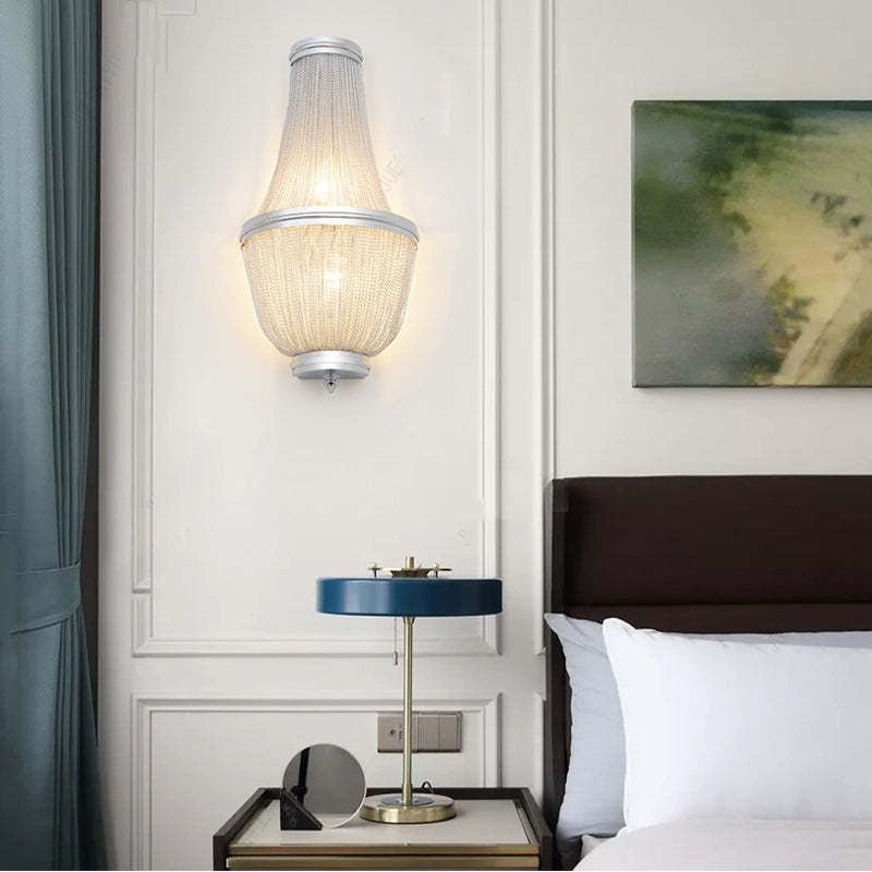 Aluminum Chain Wall Sconce In Living Room - GILDLAMPS