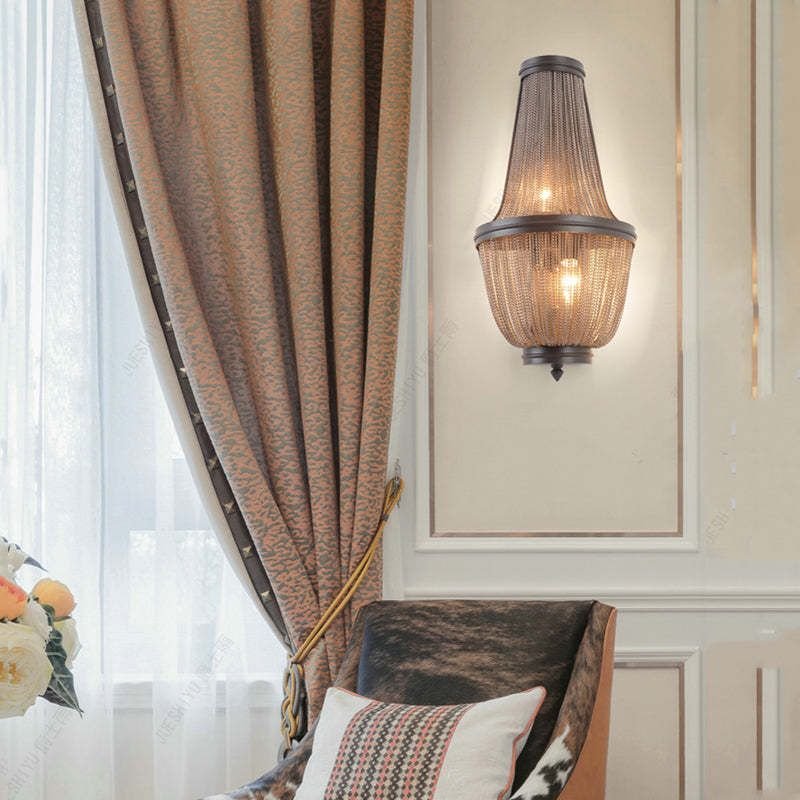 Aluminum Chain Wall Sconce In Living Room - GILDLAMPS