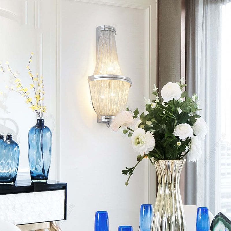 Aluminum Chain Wall Sconce In Living Room - GILDLAMPS