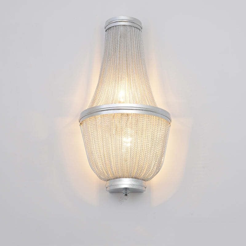 Aluminum Chain Wall Sconce In Living Room - GILDLAMPS