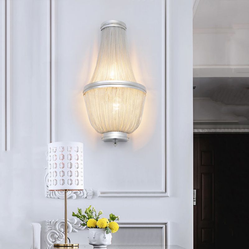 Aluminum Chain Wall Sconce In Living Room - GILDLAMPS