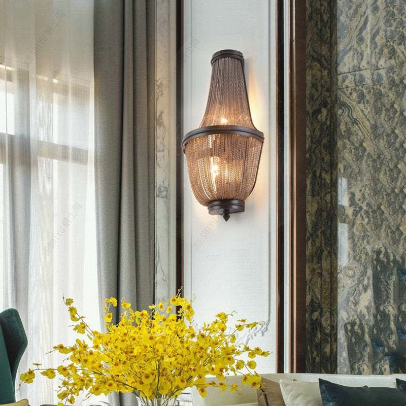Aluminum Chain Wall Sconce In Living Room - GILDLAMPS