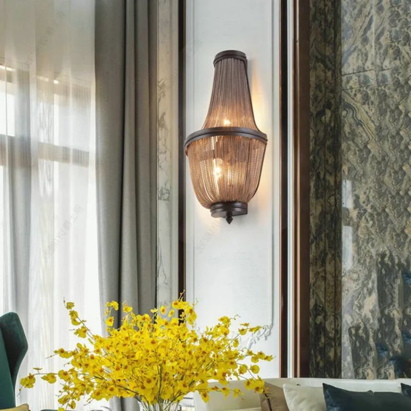 Aluminum Chain Wall Sconce In Living Room - GILDLAMPS