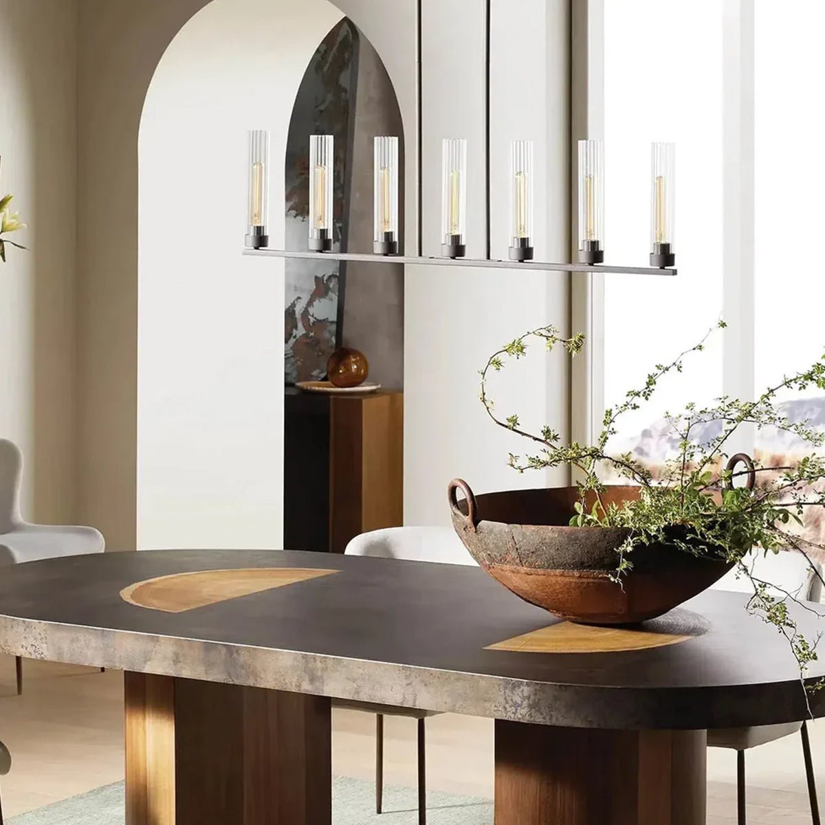 Andreas Glass Linear Chandelier Lighting - GILDLAMPS