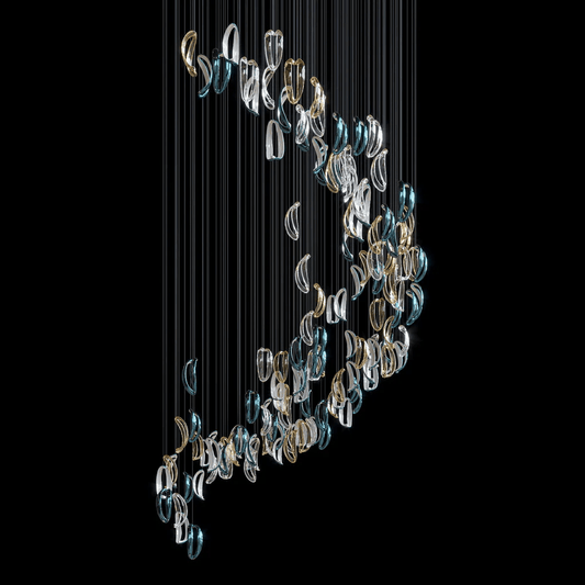 Aqua Ripple Glass Art Customize Chandelier - GILDLAMPS