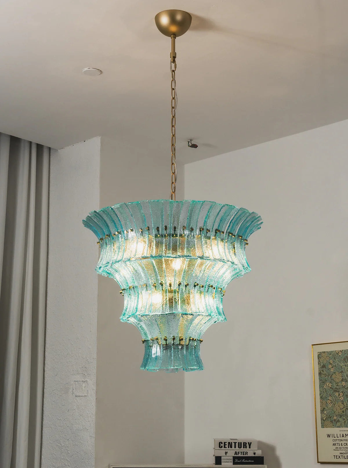 Aquamarine Calyra Tiered Glass Chandelier