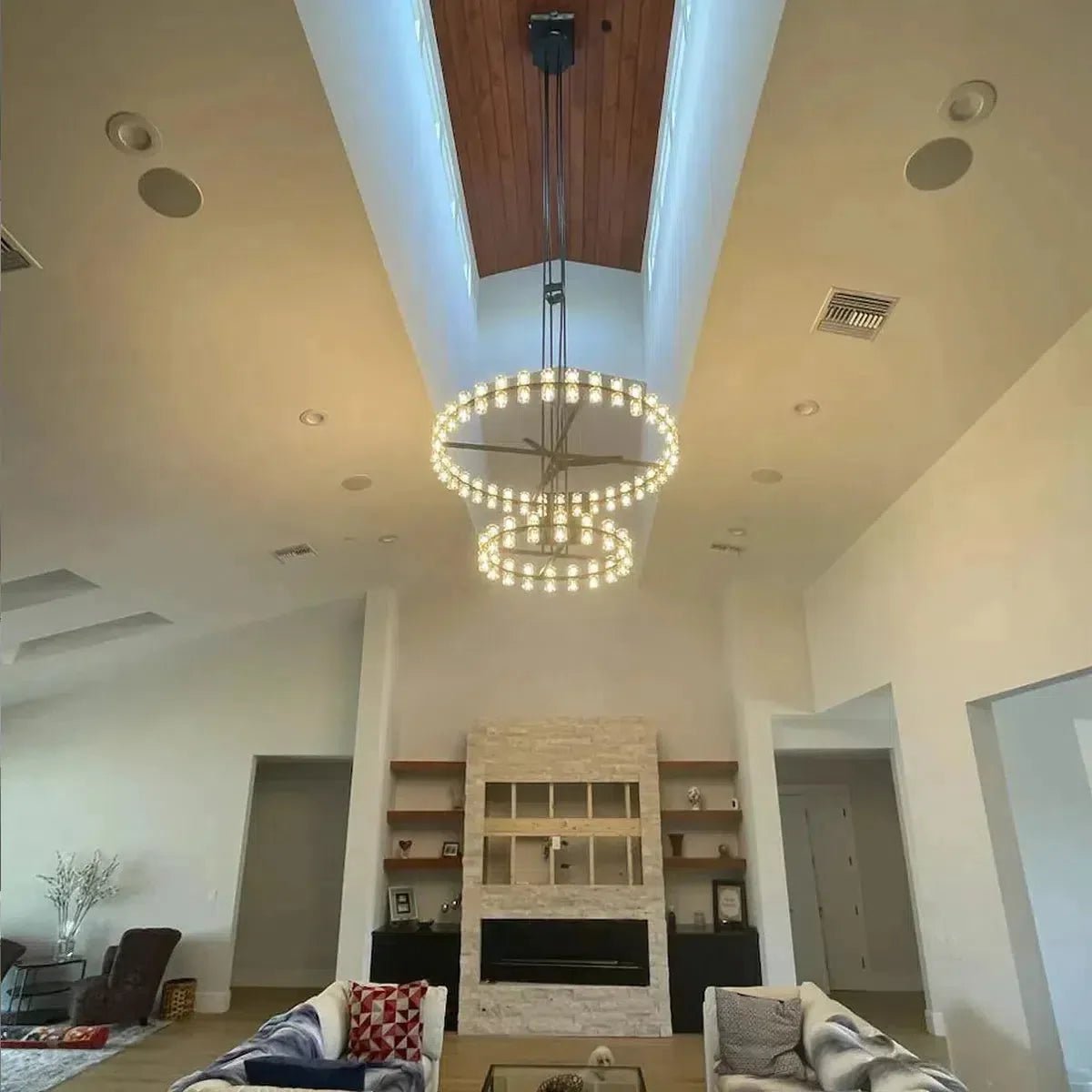 Arcachen Crystal 2-Tier Round Chandelier 60" - GILDLAMPS